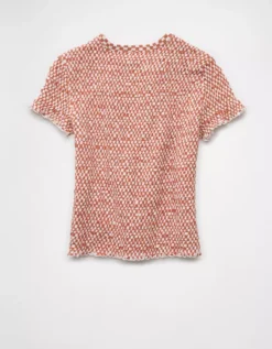 AE Smocked Hey Baby Tee Rust -American Eagle Fashion 2372 1043 211 b