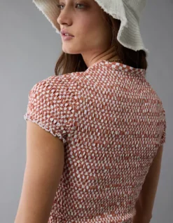 AE Smocked Hey Baby Tee Rust -American Eagle Fashion 2372 1043 211 d2