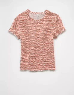 AE Smocked Hey Baby Tee Rust -American Eagle Fashion 2372 1043 211 f