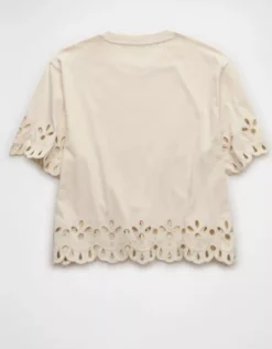 AE Boxy Eyelet T-Shirt Cream -American Eagle Fashion 2372 1112 106 b