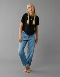 AE Soft & Sexy Boxy T-Shirt True Black -American Eagle Fashion 2372 1121 073 os