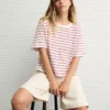 AE Boxy Striped T-Shirt Red