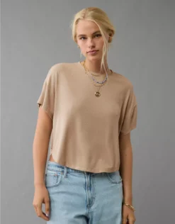 AE Soft & Sexy Boxy T-Shirt Medium Brown