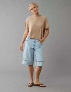 AE Soft & Sexy Boxy T-Shirt Medium Brown -American Eagle Fashion 2372 1195 202 os