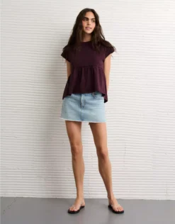 AE Sunchaser Knit Tie Back Babydoll T-Shirt Moonlight