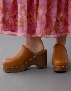 AE Women's Bohemian Heeled Clog Cognac
