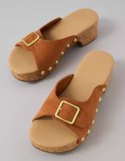 AE Studded Slide Platform Clog Amber Brown -American Eagle Fashion 2411 6882 206 b