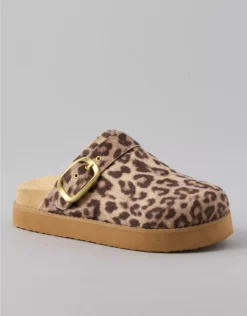 AE Leopard Platform Clog Tan