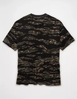 AE Laidback Luxe Heavyweight Oversized Camo T-Shirt Crew Green -American Eagle Fashion 2516 4717 350 b