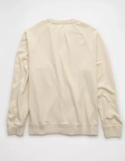 AE Long Sleeve Piqué T-Shirt Cream -American Eagle Fashion 2516 4898 106 b