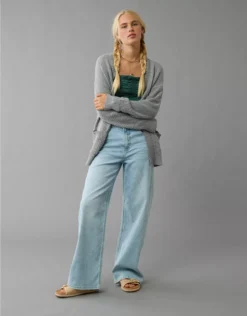 AE Open Stitch Cardigan Grey