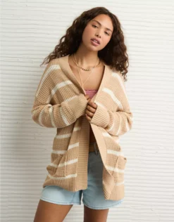 AE Open Knit Cardigan Soft Oat