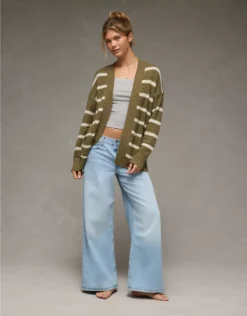 AE Open Knit Cardigan Washed Olive