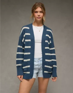 AE Open Knit Cardigan Navy