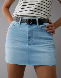 AE Next Level Curvy High-Waisted Denim Mini Skirt Light Wash -American Eagle Fashion 2543 5149 915 d2