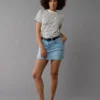 AE Next Level Curvy High-Waisted Denim Mini Skirt Light Wash
