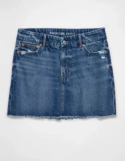 AE Stretch Curvy High-Waisted Perfect Denim Mini Skirt Medium Wash -American Eagle Fashion 2543 5150 936 f