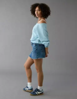 AE Stretch Curvy High-Waisted Perfect Denim Mini Skirt Medium Wash -American Eagle Fashion 2543 5150 936 os