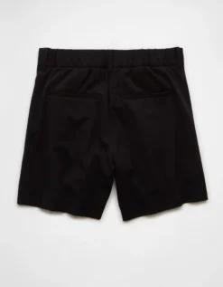 AE 6" Stretch High-Waisted Pleated Trouser Short Black -American Eagle Fashion 2546 8084 001 b