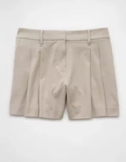 AE 6" Stretch High-Waisted Pleated Trouser Short Vintage Vanilla -American Eagle Fashion 2546 8084 123 f