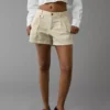 AE Snappy Stretch High-Waisted Trouser Short Cream