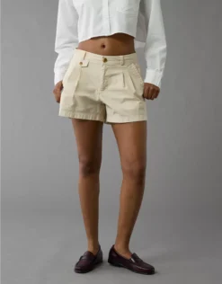 AE Snappy Stretch High-Waisted Trouser Short Cream