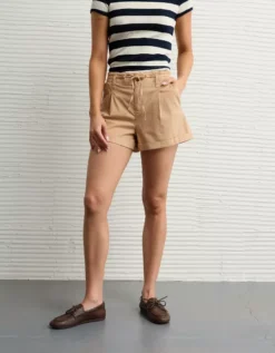 AE Stretch High-Waisted Lightweight Trouser Short Khaki -American Eagle Fashion 2546 8281 212 os