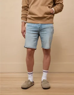 AE 9" AirFlex+ Distressed Denim Short Authentic Light