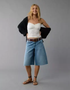 AE Cinched Lace Tank Top White -American Eagle Fashion 3171 6125 100 os