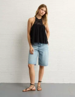 AE Sunchaser Knit Crochet Halter Top True Black -American Eagle Fashion 3171 6197 073 d2