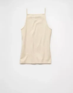 AE High Square Neck Tank Top Cream -American Eagle Fashion 3171 6198 106 b