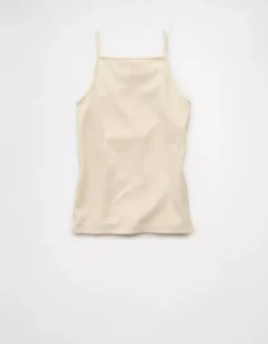 AE High Square Neck Tank Top Cream -American Eagle Fashion 3171 6198 106 f