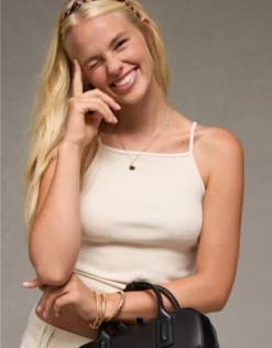 AE High Square Neck Tank Top Cream