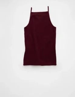AE High Square Neck Tank Top Wineberry -American Eagle Fashion 3171 6198 902 b