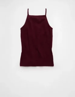 AE High Square Neck Tank Top Wineberry -American Eagle Fashion 3171 6198 902 f