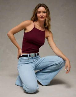 AE High Square Neck Tank Top Wineberry