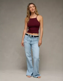 AE High Square Neck Tank Top Wineberry -American Eagle Fashion 3171 6198 902 os