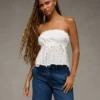 AE Eyelet Babydoll Tube Top White