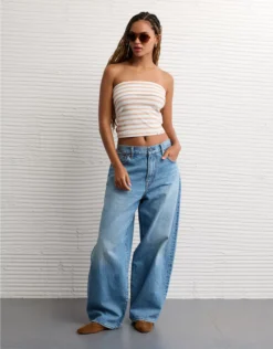 AE Pride Striped Foldover Tube Top Multi