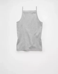 AE High Square Neck Tank Top Heather Gray -American Eagle Fashion 3171 6312 006 b
