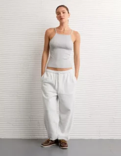 AE High Square Neck Tank Top Heather Gray -American Eagle Fashion 3171 6312 006 os