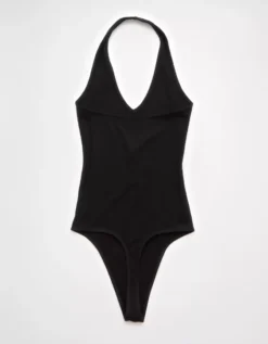 AE Halter V-Neck Bodysuit True Black -American Eagle Fashion 3171 6335 073 b