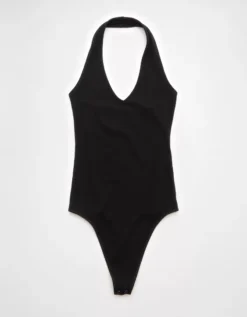 AE Halter V-Neck Bodysuit True Black -American Eagle Fashion 3171 6335 073 f