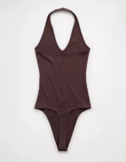 AE Halter V-Neck Bodysuit Brown -American Eagle Fashion 3171 6335 200 b
