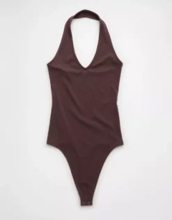 AE Halter V-Neck Bodysuit Brown -American Eagle Fashion 3171 6335 200 f