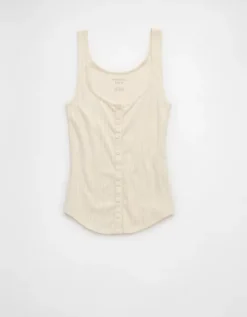 AE Scoop Neck Pointelle Tank Top Cream -American Eagle Fashion 3171 6381 106 f