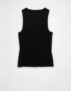 AE Deep V-Neck Tank Top True Black -American Eagle Fashion 3171 6438 073 b