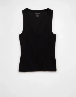 AE Deep V-Neck Tank Top True Black -American Eagle Fashion 3171 6438 073 f