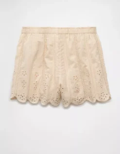 AE High-Waisted Eyelet Short Cream -American Eagle Fashion 3331 8274 106 b