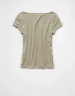 AE Boatneck T-Shirt Faded Olive -American Eagle Fashion 3375 1118 341 b